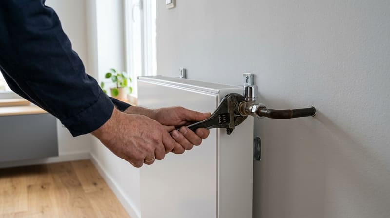 Radiátor bekötése csavarkulccsal